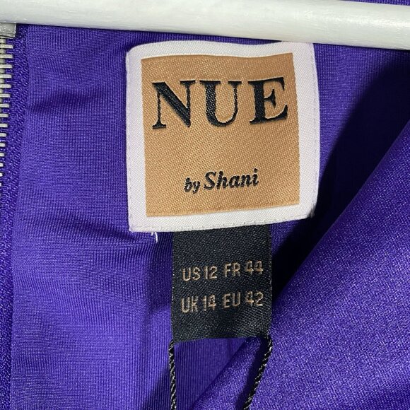 NUE by Shani Satin Sheath Dress Size 12 Elegant Formal Cocktail Party Shaping - Picture 4 of 15